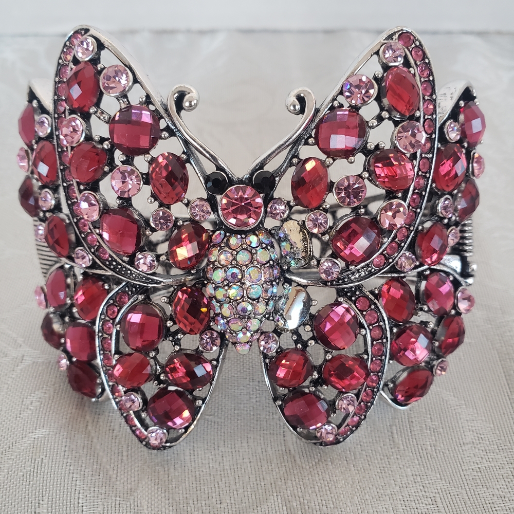 Crystal Butterfly Bracelet in Red and Pink - Picture 3 of 3